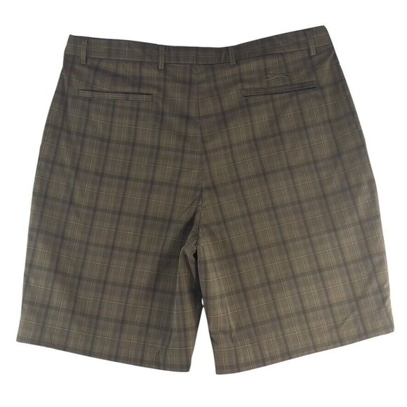 Slazenger Mens Plaid Golf Shorts Size 40 Brown Gray Polyester - Picture 2 of 11